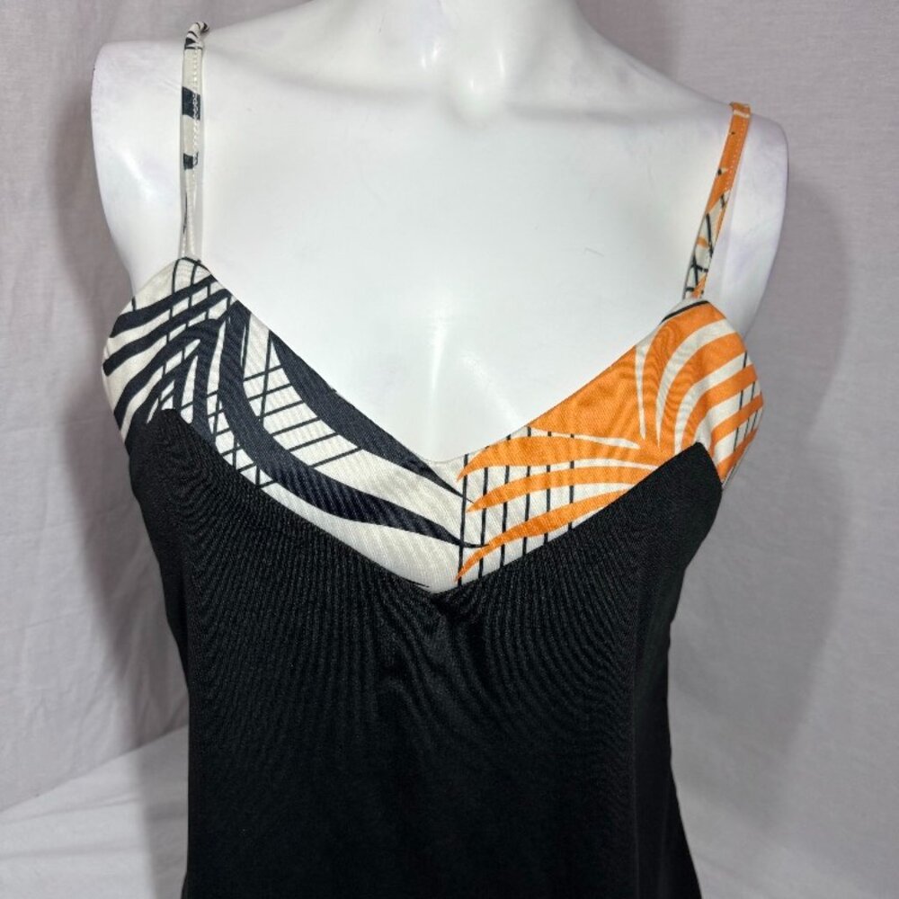 Womens Chic Me  Black And Orange Tank Top With Adjustable Straps Size Medium